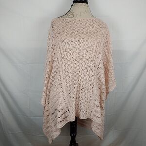 Vintage America Blues Tea Rose (Pink) Soft Knit Boat Neck Poncho Sweater Size XL